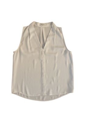 Babaton White Sleeveless Shell V-Neck Blouse